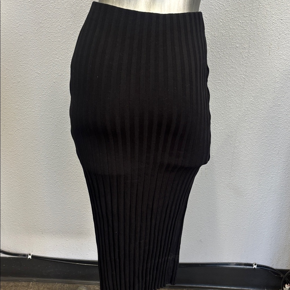 Cotton Citizen Capri Black Ribbed Pencil MIDI Skirt Small